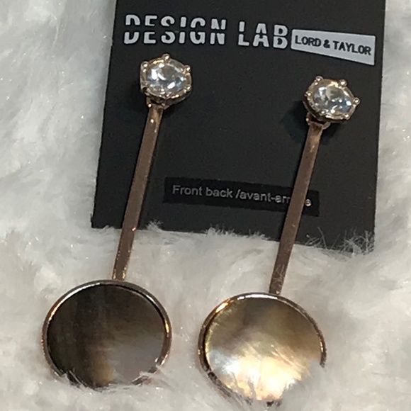 NWT Design Lab Lord & Taylor Women’s Single Rhinestone Gold Tone Drop Earrings - Picture 2 of 9